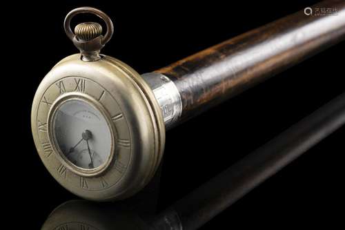 An early 20th-century beechwood walking stick with silvered ...