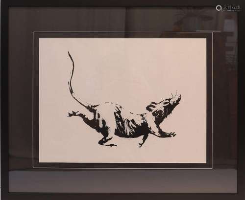 Banksy (d'aprés) "Rat" 2019 Lithographie mono...