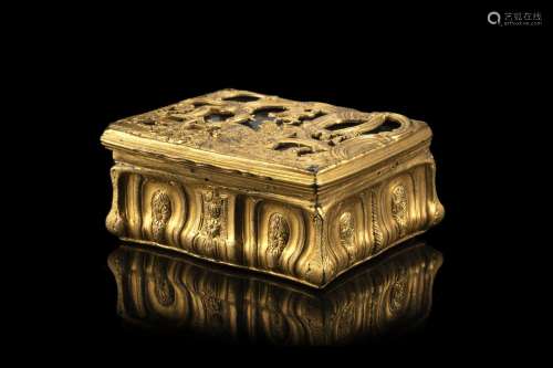 An 18th-century German hard box and gilt copper box with chi...