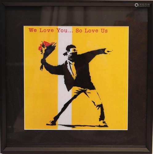 Banksy (d'aprés) - The famous Flower Thrower sérigraphi...