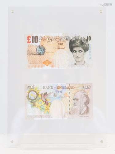 Banksy (d'après)- X2 Lady Di Faced Tenner Billet facsim...