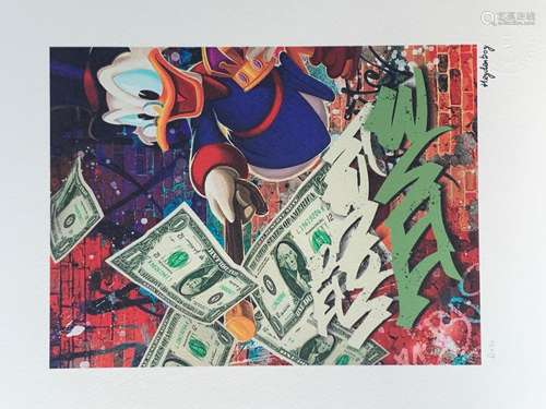 Heydenboy "Picsou Money Time" Lithographie polychr...