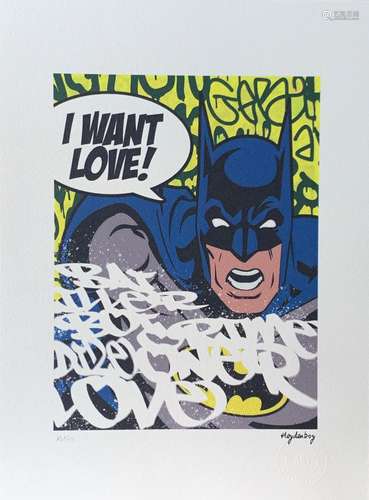 Heydenboy "Batman, I want Love, Yellow" Lithograph...