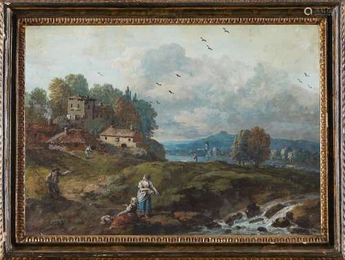 Late 18th - early 19th century school Landscape with figure ...