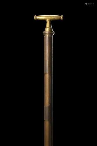 A 20th-century brass double-cane walking stick (L. cm 105) B...