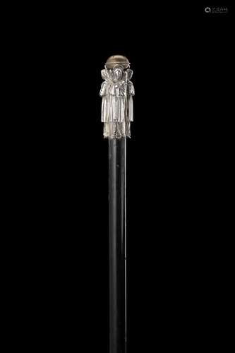 A 19th-century prelate ebonized wooden walking stick with si...