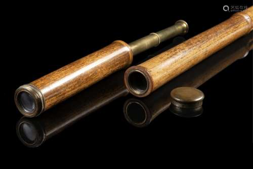 A bamboo walking stick hiding a telescopic binocular. Brass ...