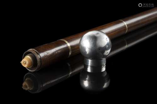 An emergency wooden walking stick with a detachable knob hid...