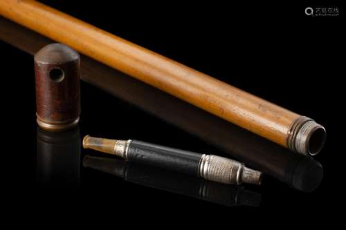 A late 19th-century smoker malacca walking stick with briar-...