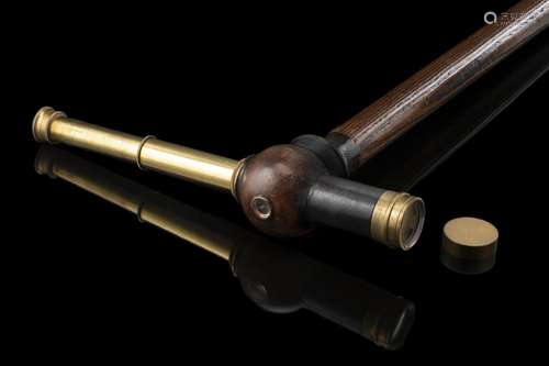 A late 19th-century English navy wooden walking stick with h...