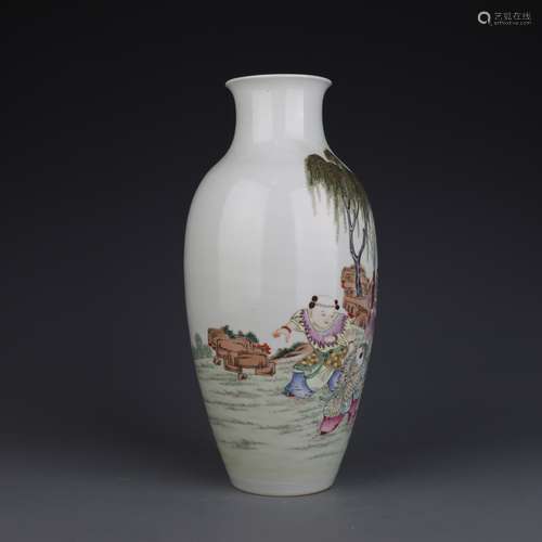 Famille Rose Figure Vase