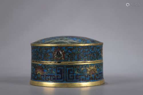 清代 銅鎏金景泰藍掐絲琺瑯圓盒