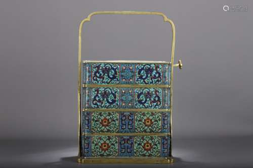 清代 掐絲琺瑯銅鎏食盒