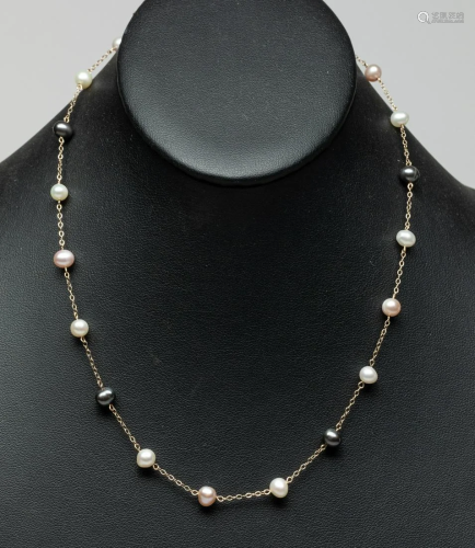 Marked 14k Y/G & Sea Pearl Necklace