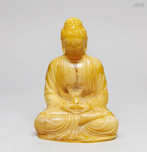 Chinese Amber Like Carved Buddha