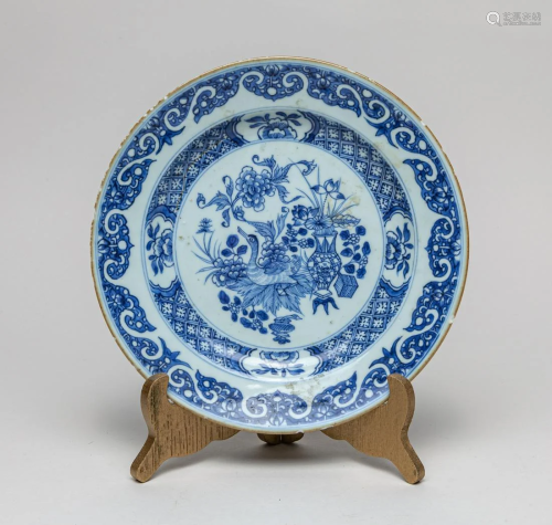 18th Antique Chinese Blue White Porcelain Plate