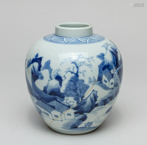 Repaired Chinese Kangxi Type Porcelain Jar