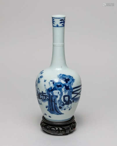 Rare Chinese Blue White Long Neck Porcelain Vase