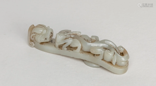 Chinese White Jade Carved Garment Hook