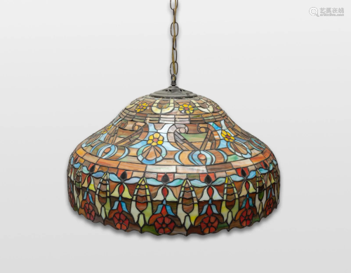Rare Large Tiffany Type Glass Lamp