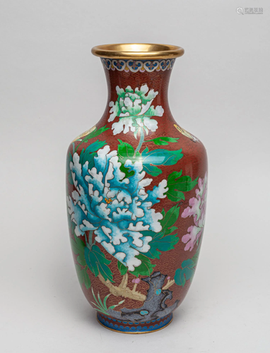 Large Chinese Export Cloisonne Cabinet Vase