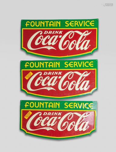 Vintage Coca Cola Sign Sets, Fountain Service