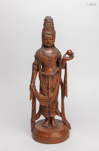 Chinese Boxwood Carved Figure of Kuanyin