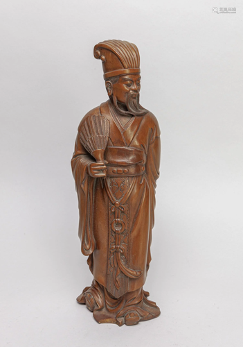 Chinese Boxwood Carved Figure of Man