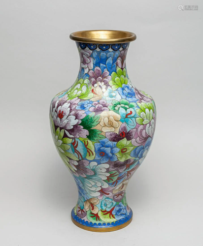 Large Chinese Export Cloisonne Cabinet Vase