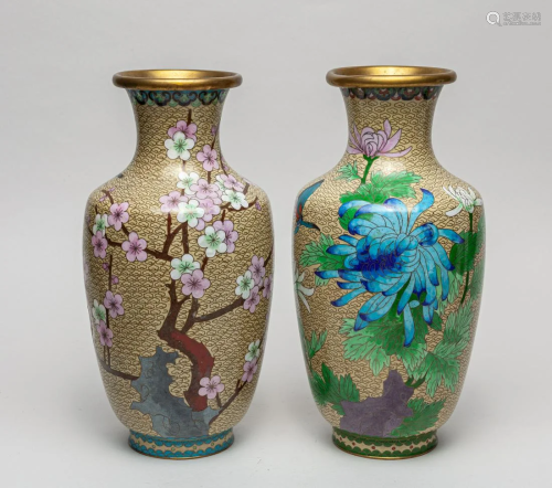 Set Chinese Export Cloisonne Cabinet Vases