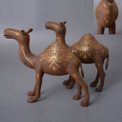 銅製駱駝擺件一對