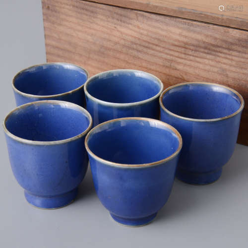 藍釉茶杯組