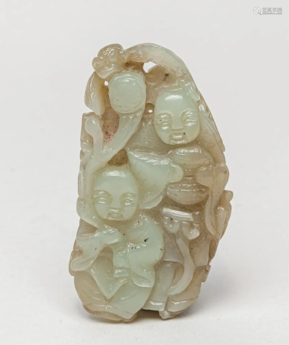 Chinese Pebble Jade Toggle of Hehe