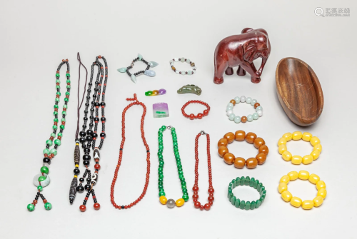 Estate Chinese Jade/Gem Stone Jewelries & Decors