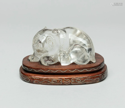 1970-1990 Chinese Carved Rock Crystal Paper Weight