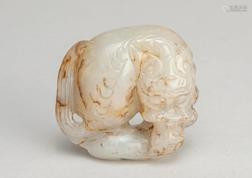 Chinese White Jade Carving of Beast