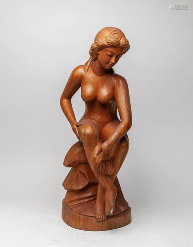 Large Art Wood Sculpture of Lady