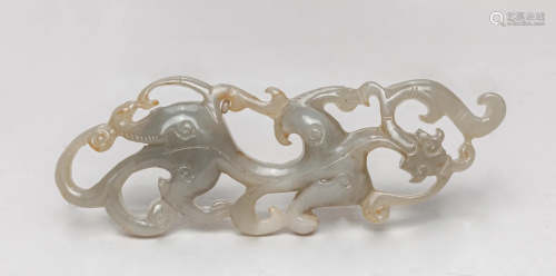 Chinese Carved Translucent Jade Dragon