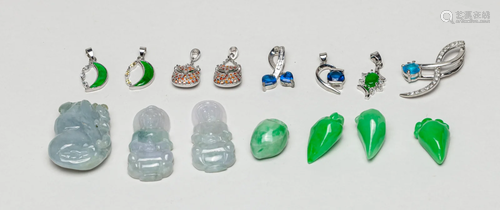 Estate Chinese Jadeite /Gem Stone Jewelries