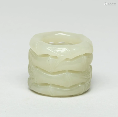 Chinese Jade Carving of Bamboo Type Thumb Ring