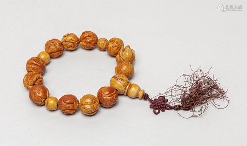 Chinese Bone Like Carved Prayer Beads