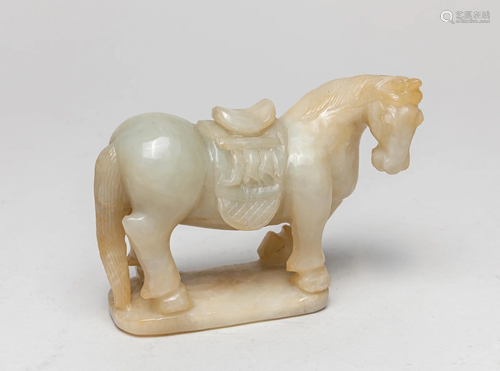 Rare Chinese White jade Carved Standing Horse