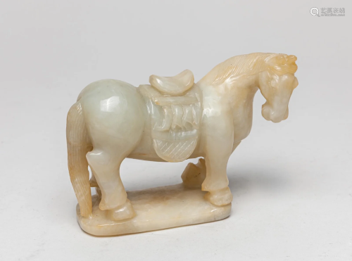 Rare Chinese White jade Carved Standing Horse