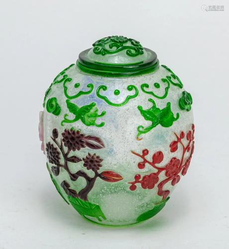 Chinese Overlay Glass Covered Jar