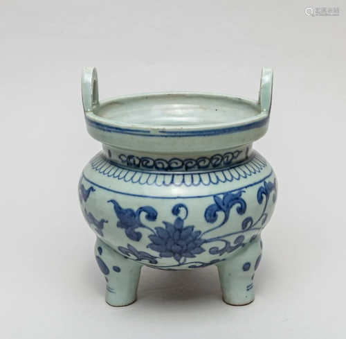 Chinese Blue & White Porcelain Censer