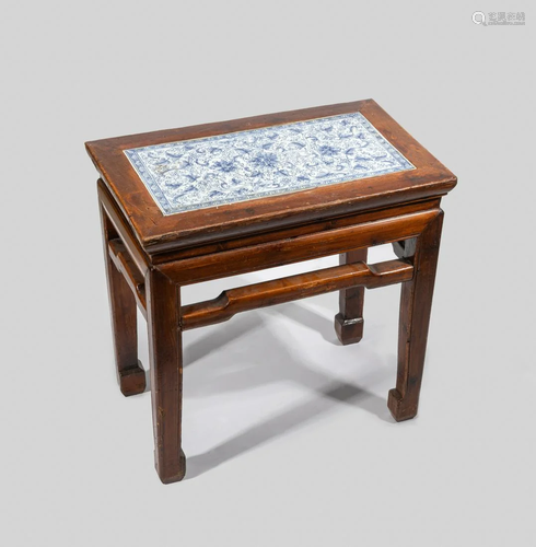 Chinese Wood Inlaid Porcelain Stand