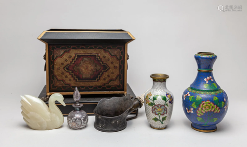 Estate Chinese Cloisonne & Stone Items