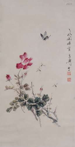 Painting : Flowers ,Bees and Butterflies by Wang Xuetao