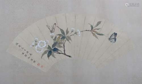 Fan Painting :Butterflies by Pan Jingshu