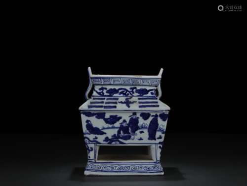 Square Blue-and-white Incense Burner